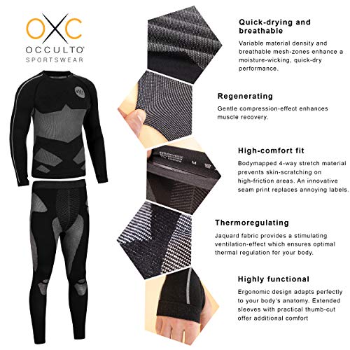 Occulto Ropa Interior TÉRMICA PANTALÓN & Camiseta Termico por Motocicleta ESQUÍ & Deportes Respirable & Secado rápido S Negro