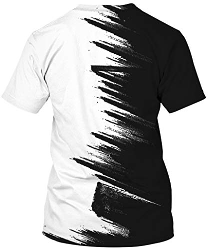Ocean Plus Unisexo Casual Impresión 3D Deporte Hombre Camisetas de Manga Corta Mujer Partnerlook Carnaval Streetwear (XXL (Altura: 175-180 cm), Medio Blanco y Negro)