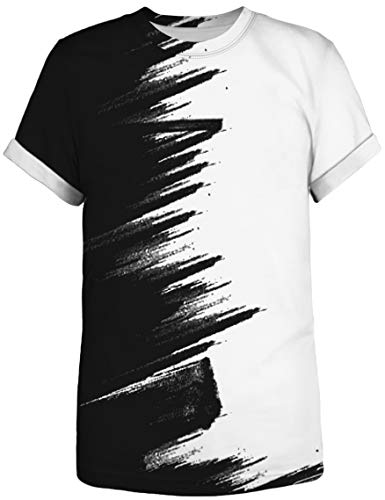 Ocean Plus Unisexo Casual Impresión 3D Deporte Hombre Camisetas de Manga Corta Mujer Partnerlook Carnaval Streetwear (XXL (Altura: 175-180 cm), Medio Blanco y Negro)