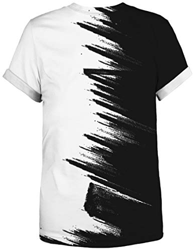 Ocean Plus Unisexo Casual Impresión 3D Deporte Hombre Camisetas de Manga Corta Mujer Partnerlook Carnaval Streetwear (XXL (Altura: 175-180 cm), Medio Blanco y Negro)