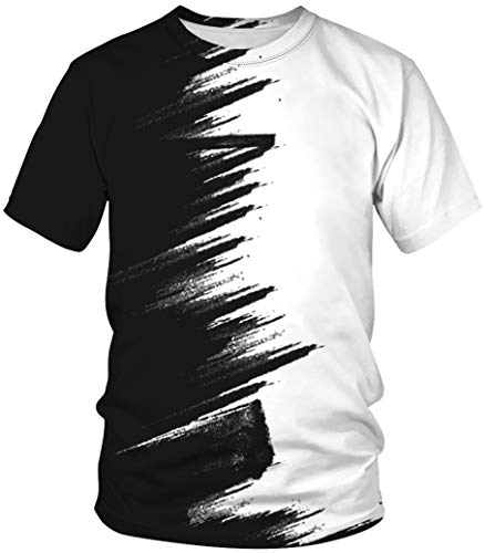 Ocean Plus Unisexo Casual Impresión 3D Deporte Hombre Camisetas de Manga Corta Mujer Partnerlook Carnaval Streetwear (XXL (Altura: 175-180 cm), Medio Blanco y Negro)