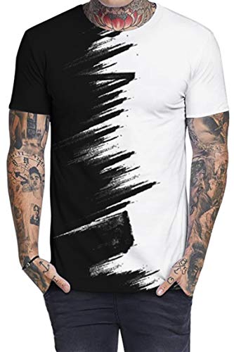 Ocean Plus Unisexo Casual Impresión 3D Deporte Hombre Camisetas de Manga Corta Mujer Partnerlook Carnaval Streetwear (XXL (Altura: 175-180 cm), Medio Blanco y Negro)