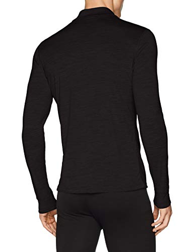 Odlo Bl Top Turtle Neck L/S Half Zip Natural 100% Merino Warm Camiseta Interior, Hombre, Camiseta, 110802, Black - Black, Medium