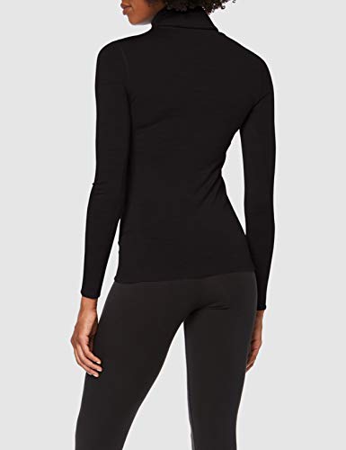 Odlo Camiseta Interior cálida para Mujer con Cuello de Tortuga L/S Natural, 100% Lana Merino, Mujer, Camiseta, 110861, Negro, Medium