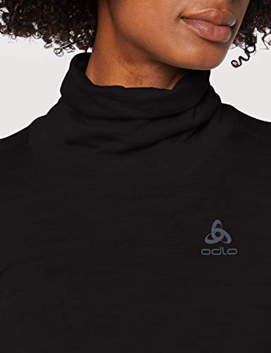 Odlo Camiseta Interior cálida para Mujer con Cuello de Tortuga L/S Natural, 100% Lana Merino, Mujer, Camiseta, 110861, Negro, Medium