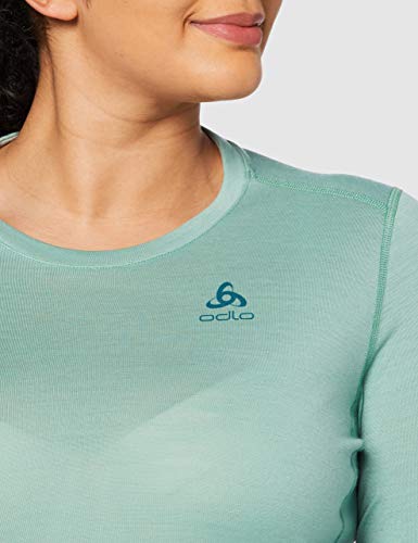 Odlo Camiseta Interior para Mujer BL Top Crew Neck L/S Natural 100% Merino, cálida, Color malaquita Verde, Talla XL