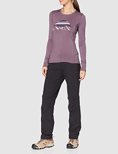 Odlo Camiseta para Mujer Bl Top Crew Neck L/S Alliance, Mujer, 550641, Diseño Vintage de Color Violeta con Estampado de Placas, Small