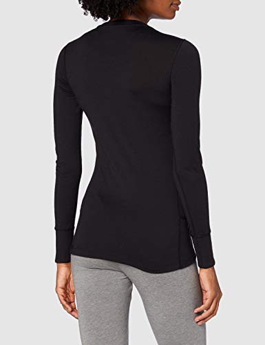 Odlo Suw Top Crew Neck L/S Natural 100% Merin Camiseta, Mujer, Black - Black, S