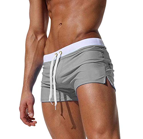 ODOKEI Bañador Natacion Hombre Bañadores Hombre Cortos Traje de Baño Trajes de Baño para Hombres Bañador Pantalon Piscina Surf Playa Caballero Boxeador Pantalonetas Short de Baño Hombre Corto Gris XL