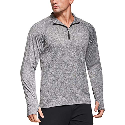 Ogeenier 1/4 Zip Camiseta Termica Manga Larga Hombre con Bolsillos, Camiseta Deporte Running Gimnasio Hombre