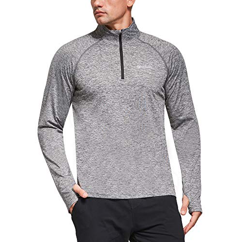 Ogeenier 1/4 Zip Camiseta Termica Manga Larga Hombre con Bolsillos, Camiseta Deporte Running Gimnasio Hombre