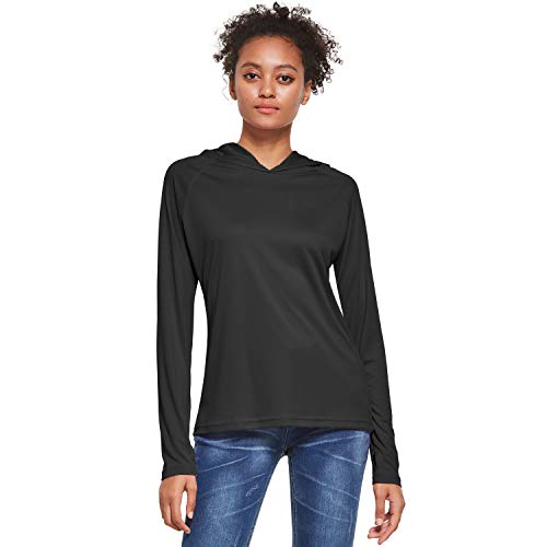 Ogeenier Camisetas de Manga Larga Mujer con Capucha Protección Solar UV UPF 50+