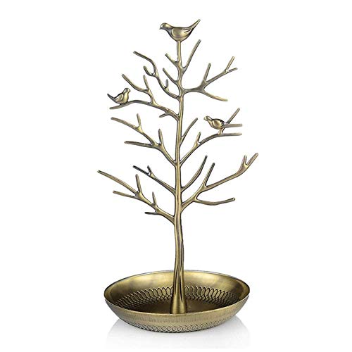 OH Allay Jewelry Tree Soporte Soporte Torre Organizador Torre para Pendientes Pendiente Collar Anillo Alenamiento Joyería Estante Diseñado para Mujeres Seguro y fuerte/antique cya