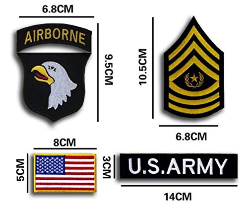 Ohrong Juego de 5 parches tácticos bordados con la bandera del ejército de Estados Unidos, diseño de águilas gritantes en el aire del 101, color gris