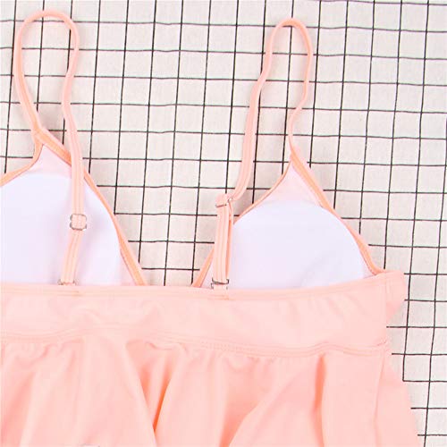 ohyeahlady Bañador con Volantes Relleno Talle Alto Bikini Conjunto de Dos Piezas Push Up Tirantes Ajustables