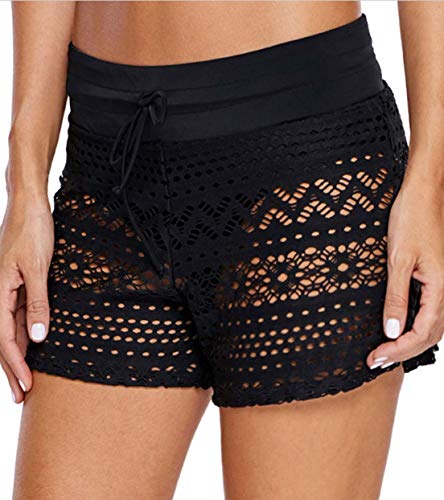 OLIPHEE Mujer Pantalones de Natación Shorts y Bermudas Nadar Lace-S-2