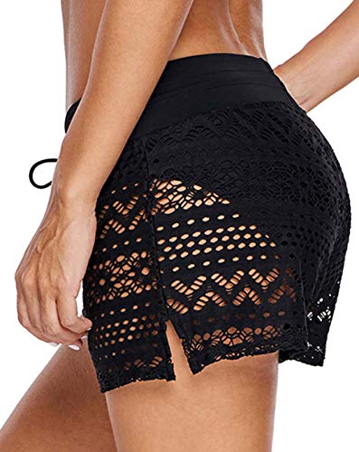 OLIPHEE Mujer Pantalones de Natación Shorts y Bermudas Nadar Lace-S-2