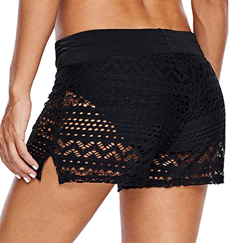 OLIPHEE Mujer Pantalones de Natación Shorts y Bermudas Nadar Lace-S-2