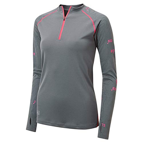 OMM Original Mountain Marathon Camiseta de Manga Larga con Cremallera para Mujer, Mujer, OC146G1B0S, Gris, S