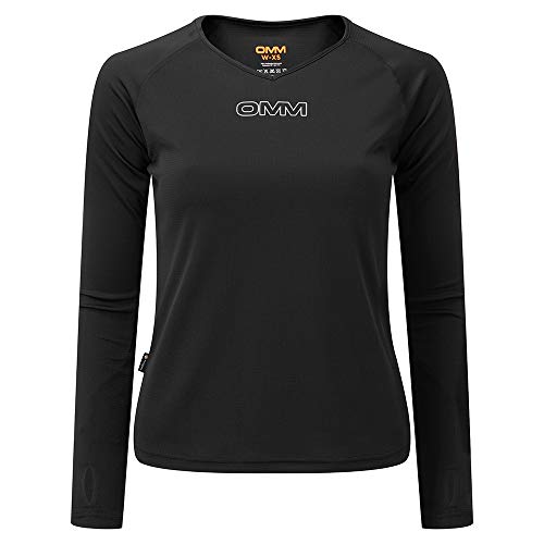 OMM Original Mountain Marathon Camiseta de Manga Larga con rodamiento para Mujer, Mujer, Camiseta de Manga Larga, OC140K1B0S, Negro, S