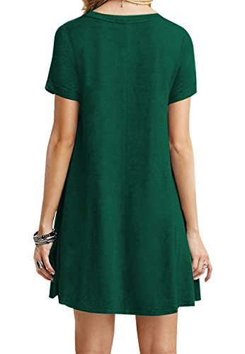 OMZIN Mujeres del Verano Tallas Grandes Vestidos de Verano Casual Algodón de Manga Corta, Manga Corta, Cuello en V y Camiseta Larga,Verde,3XL
