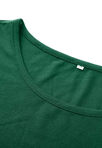OMZIN Mujeres del Verano Tallas Grandes Vestidos de Verano Casual Algodón de Manga Corta, Manga Corta, Cuello en V y Camiseta Larga,Verde,3XL