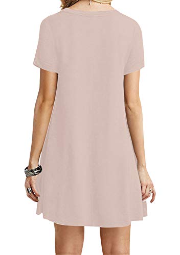 OMZIN Vestido de Fiesta Casual Camiseta Larga de Las Mujeres Atractivas | Blusa Casual | Vestido Elegante,Caqui,5XL