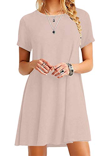 OMZIN Vestido de Fiesta Casual Camiseta Larga de Las Mujeres Atractivas | Blusa Casual | Vestido Elegante,Caqui,5XL
