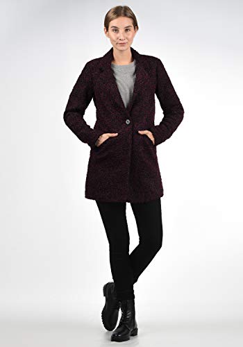 Only Berta Abrigo Chaqueta De Lana Chaquetón Clásica para Mujer con Cuello De Solapa, tamaño:M, Color:Red Plum