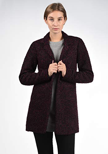 Only Berta Abrigo Chaqueta De Lana Chaquetón Clásica para Mujer con Cuello De Solapa, tamaño:M, Color:Red Plum
