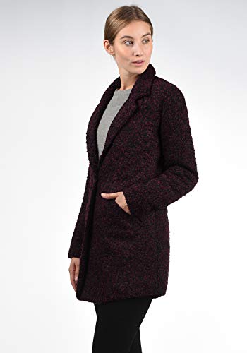 Only Berta Abrigo Chaqueta De Lana Chaquetón Clásica para Mujer con Cuello De Solapa, tamaño:M, Color:Red Plum