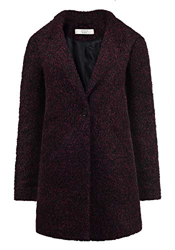 Only Berta Abrigo Chaqueta De Lana Chaquetón Clásica para Mujer con Cuello De Solapa, tamaño:M, Color:Red Plum