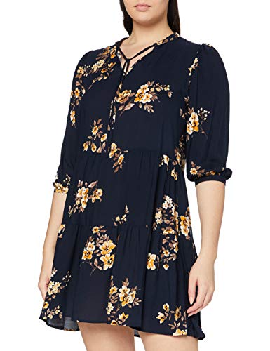 Only Carmakoma CARNEWMARRAKESH 3/4 Tunic Dress Vestido, Azul Oscuro/AOP: Flor Japonesa, 46 ES para Mujer