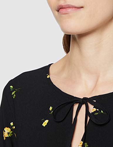 Only Jeans Peter Vestido, Negro (Black AOP: Flower Rain Misted Yellow), Large (Talla del Fabricante: 40) para Mujer