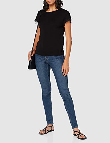 Only ONLAVA S/S O-Neck Lace Top JRS Blusas, Negro, XS para Mujer