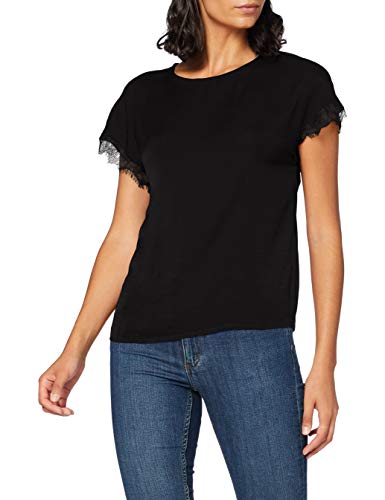 Only ONLAVA S/S O-Neck Lace Top JRS Blusas, Negro, XS para Mujer