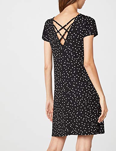 Only Onlbera Back Lace Up S/s Dress Jrs Noos Vestido, Multicolor (Black AOP: Triangle Square), 42 (Talla del Fabricante: Large) para Mujer