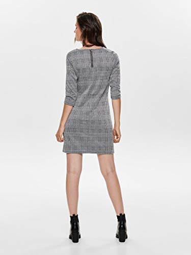 Only Onlbrilliant 3/4 Check Dress Noos Vestido, Multicolor (Black Checks: Cloud Dancer), Small para Mujer