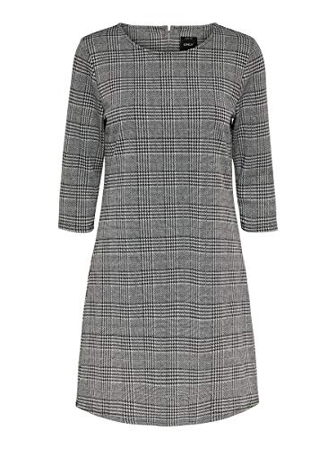 Only Onlbrilliant 3/4 Check Dress Noos Vestido, Multicolor (Black Checks: Cloud Dancer), Small para Mujer