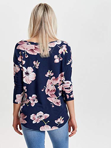 Only onlELCOS 4/5 AOP Top JRS Noos Blusa, Multicolor (Night Sky AOP:Flower Print), 42 (Talla del Fabricante: X-Large) para Mujer