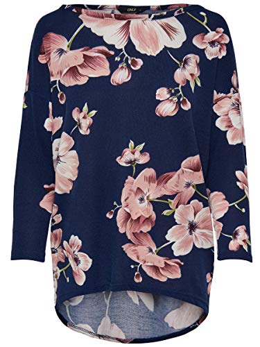 Only onlELCOS 4/5 AOP Top JRS Noos Blusa, Multicolor (Night Sky AOP:Flower Print), 42 (Talla del Fabricante: X-Large) para Mujer