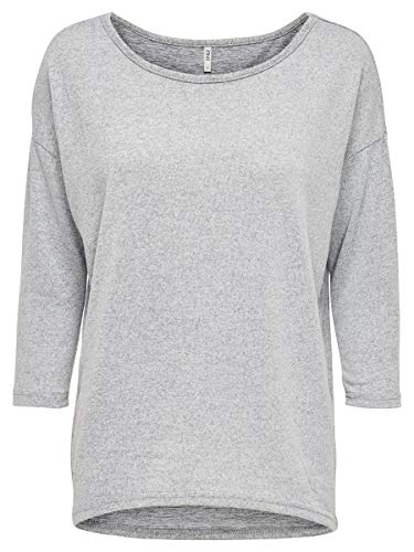 ONLY onlELCOS 4/5 SOLID TOP JRS NOOS, Camisa Manga Larga Mujer, Gris (Light Grey Melange), 36 (Talla del fabricante: Small)