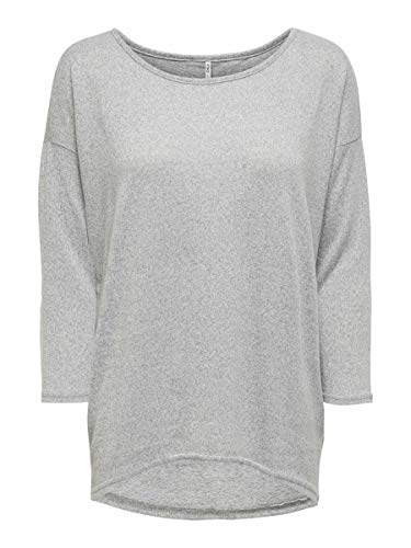 ONLY onlELCOS 4/5 SOLID TOP JRS NOOS, Camisa Manga Larga Mujer, Gris (Light Grey Melange), 36 (Talla del fabricante: Small)