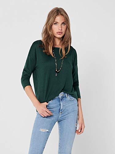 Only ONLELCOS 4/5 Solid Top JRS Noos Camisa Manga Larga, Verde (Green Gables Detail:Melange), 38 (Talla del Fabricante: Small) para Mujer