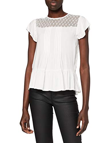 Only ONLELLY S/S Top W. Lace WVN Camiseta sin Mangas, Cloud Dancer, 40 para Mujer