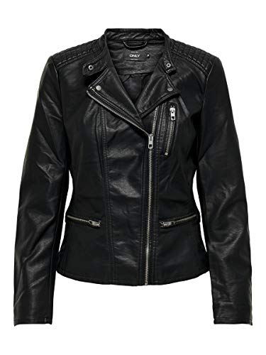 Only onlFREYA Faux Leather Biker OTW Noos Chaqueta, Negro (Black), 38 para Mujer