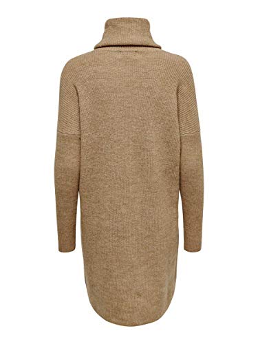 Only Onljana L/s Cowlneck Dress Wool Knt Vestido, Marrón (Indian Tan Detail: W. Melange), 42 (Talla del Fabricante: Large) para Mujer