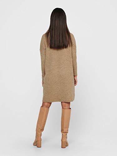 Only Onljana L/s Cowlneck Dress Wool Knt Vestido, Marrón (Indian Tan Detail: W. Melange), 42 (Talla del Fabricante: Large) para Mujer