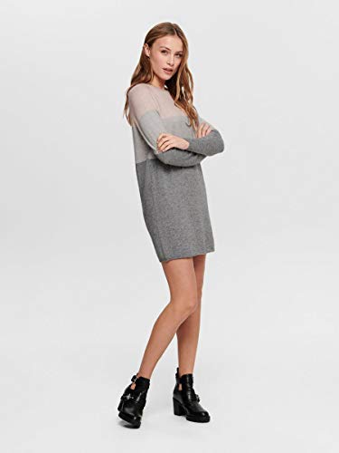Only Onllillo L/s Dress Knt Noos Vestido, Multicolor (Mahogany Rose Detail: W Melange/Light Grey Melange/Medium Grey Melange), Mujer