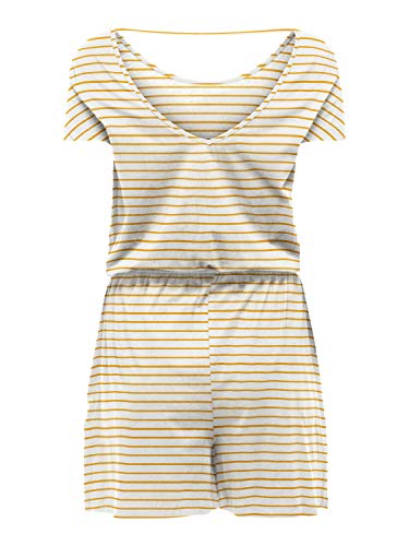 Only Onlmay Life S/s Playsuit Jrs Mono Corto, Blanco (Cloud Dancer - Golden Spice), L Mujer